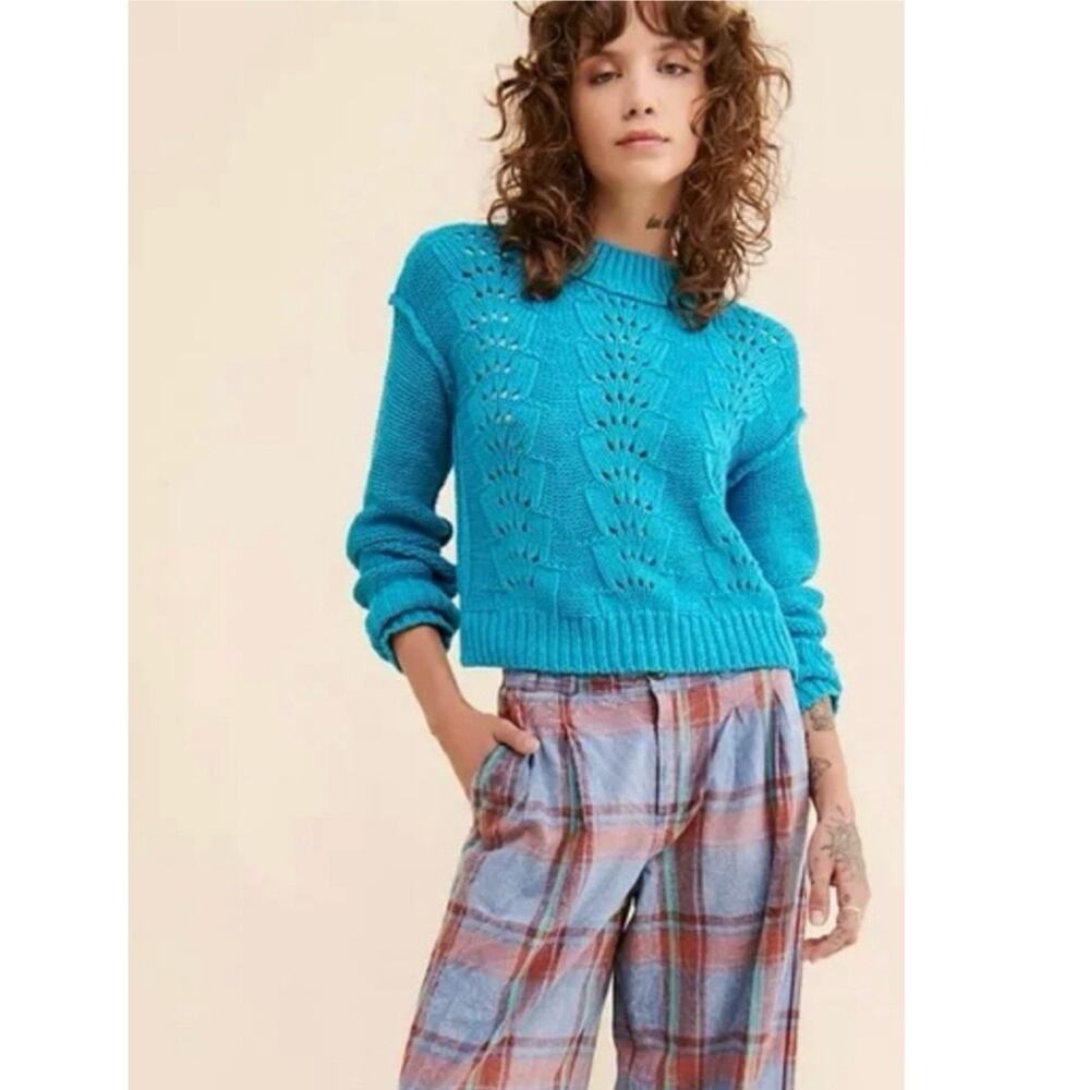Free People Bell Song Cable Knit Cropped Sweater XS